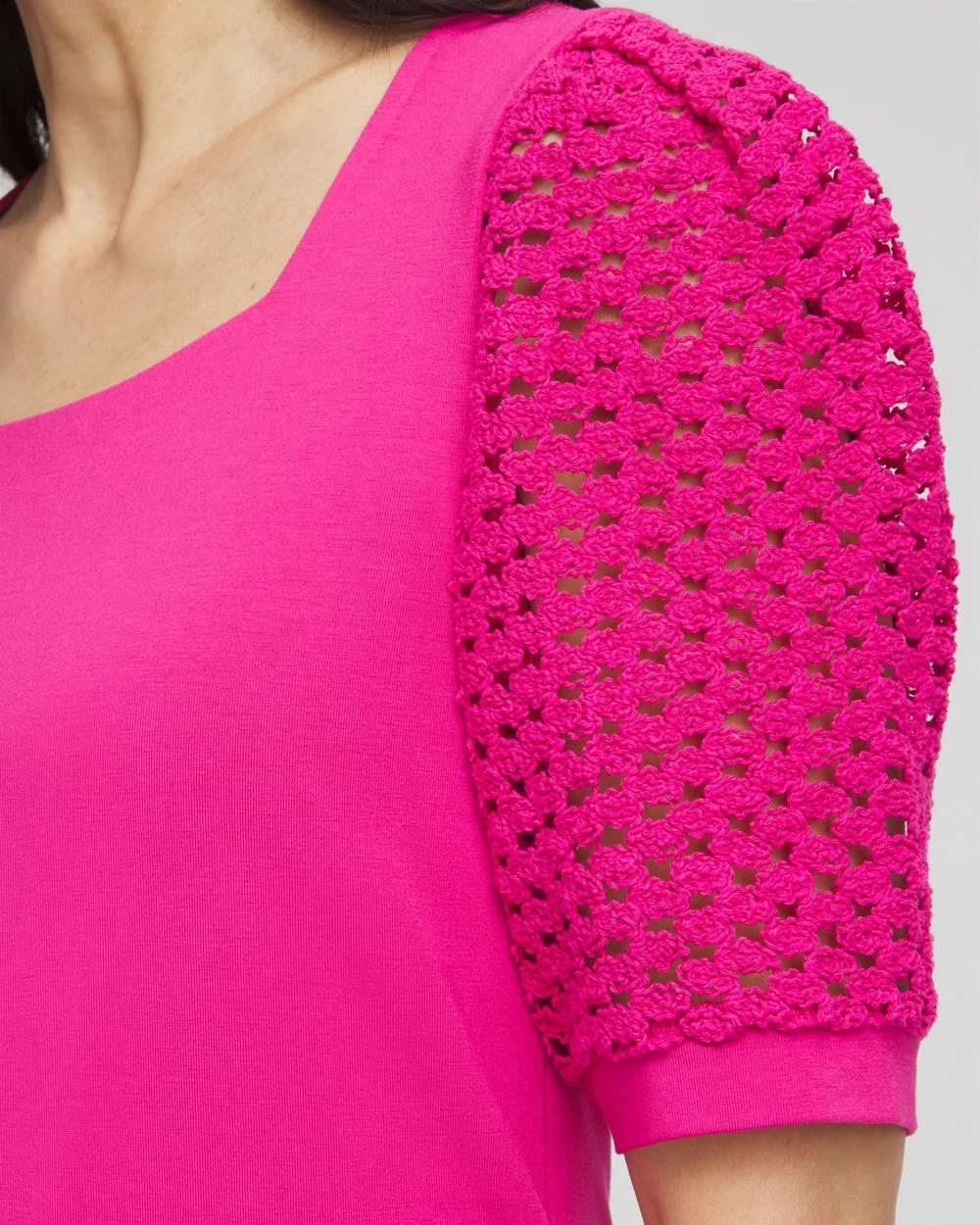 Chico's Popular | Touch of Cool™ Crochet Lace Square-Neck Tee