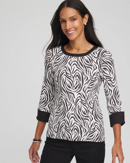 Chico's Quality | Pima Jewel Neck Contrast Tee