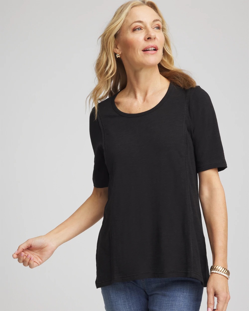 Chico's Essential | Slub Paneled Elbow Tee