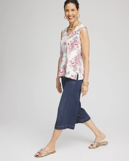 Chico's Discount | Floral Sleeveless V-Neck Tank