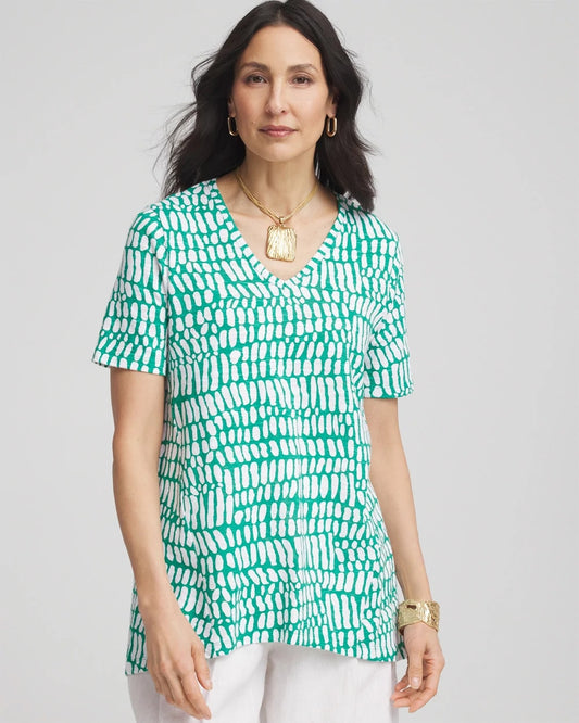 Chico's New | Tropical Short Sleeve Forward-Seam Tee