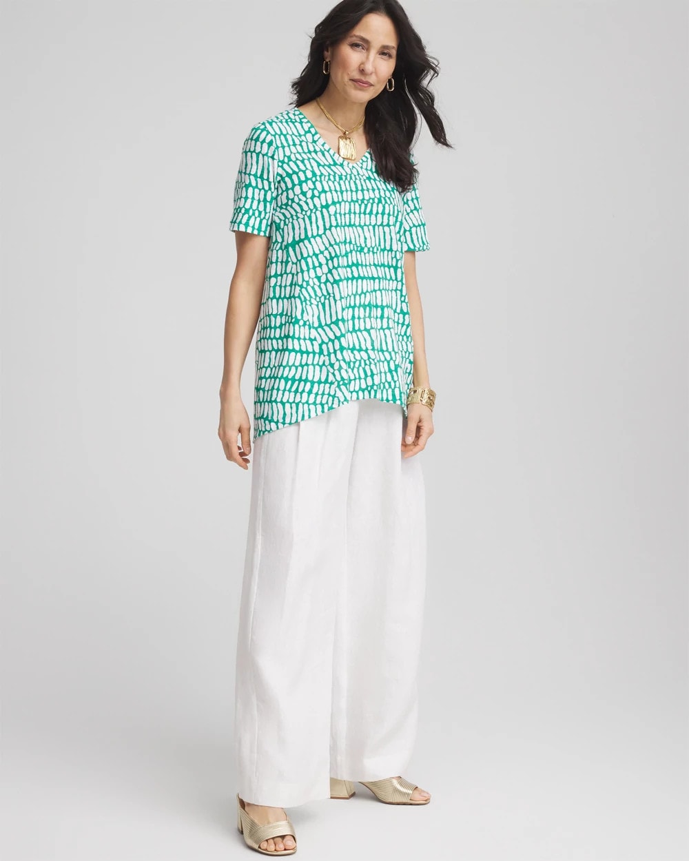 Chico's New | Tropical Short Sleeve Forward-Seam Tee