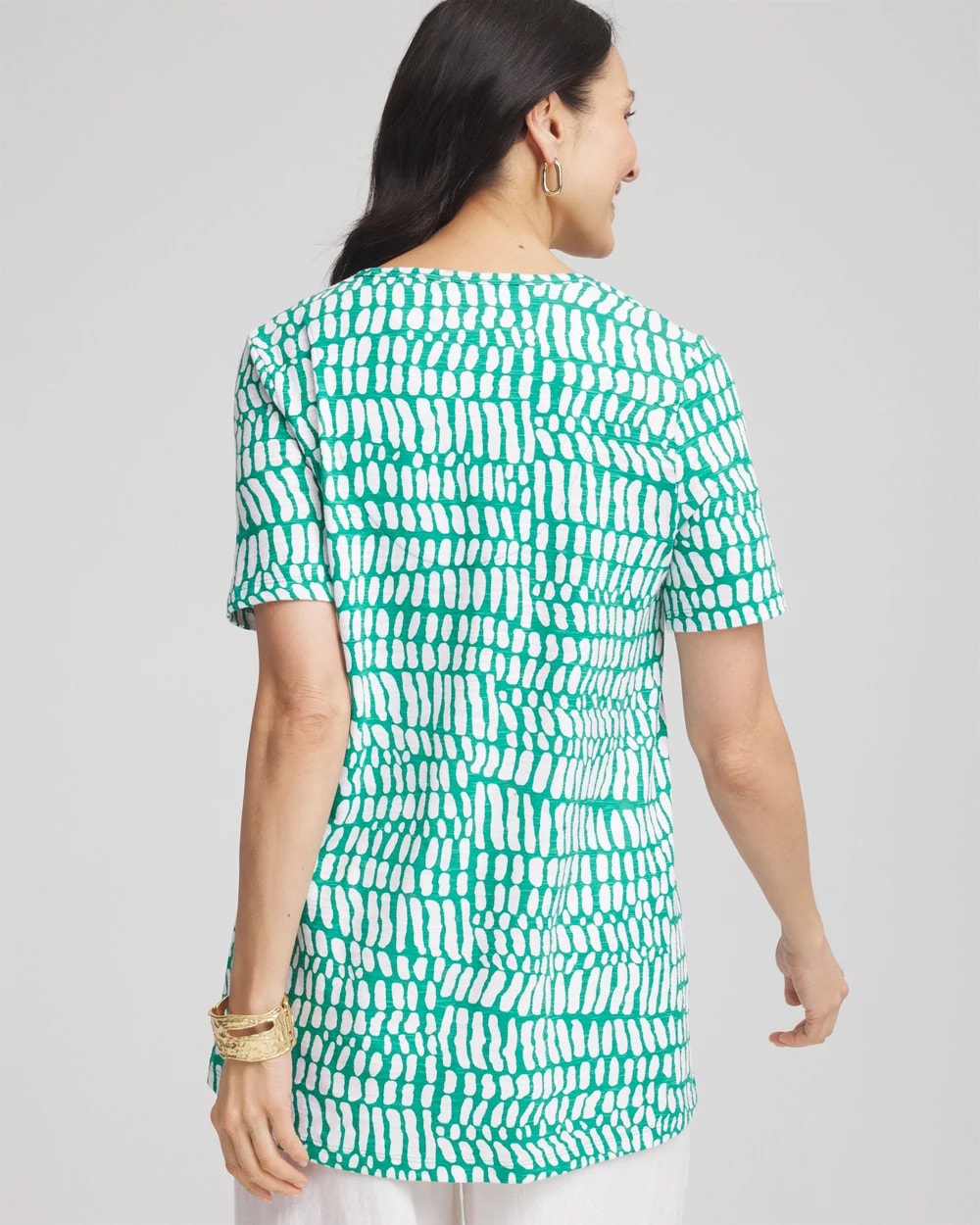 Chico's New | Tropical Short Sleeve Forward-Seam Tee