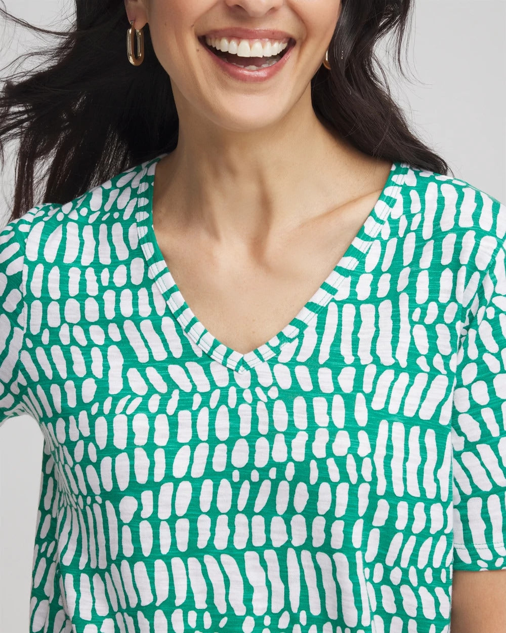 Chico's New | Tropical Short Sleeve Forward-Seam Tee