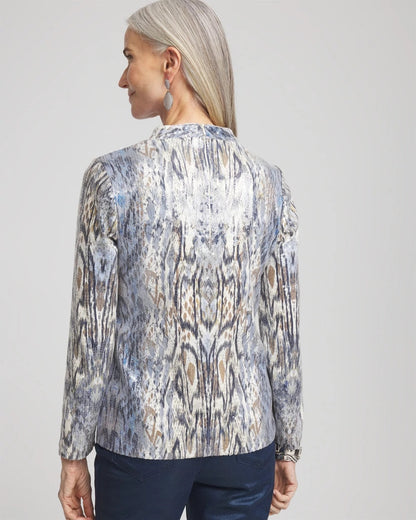 Chico's Essential | Sequin Reptile Funnel Neck tee
