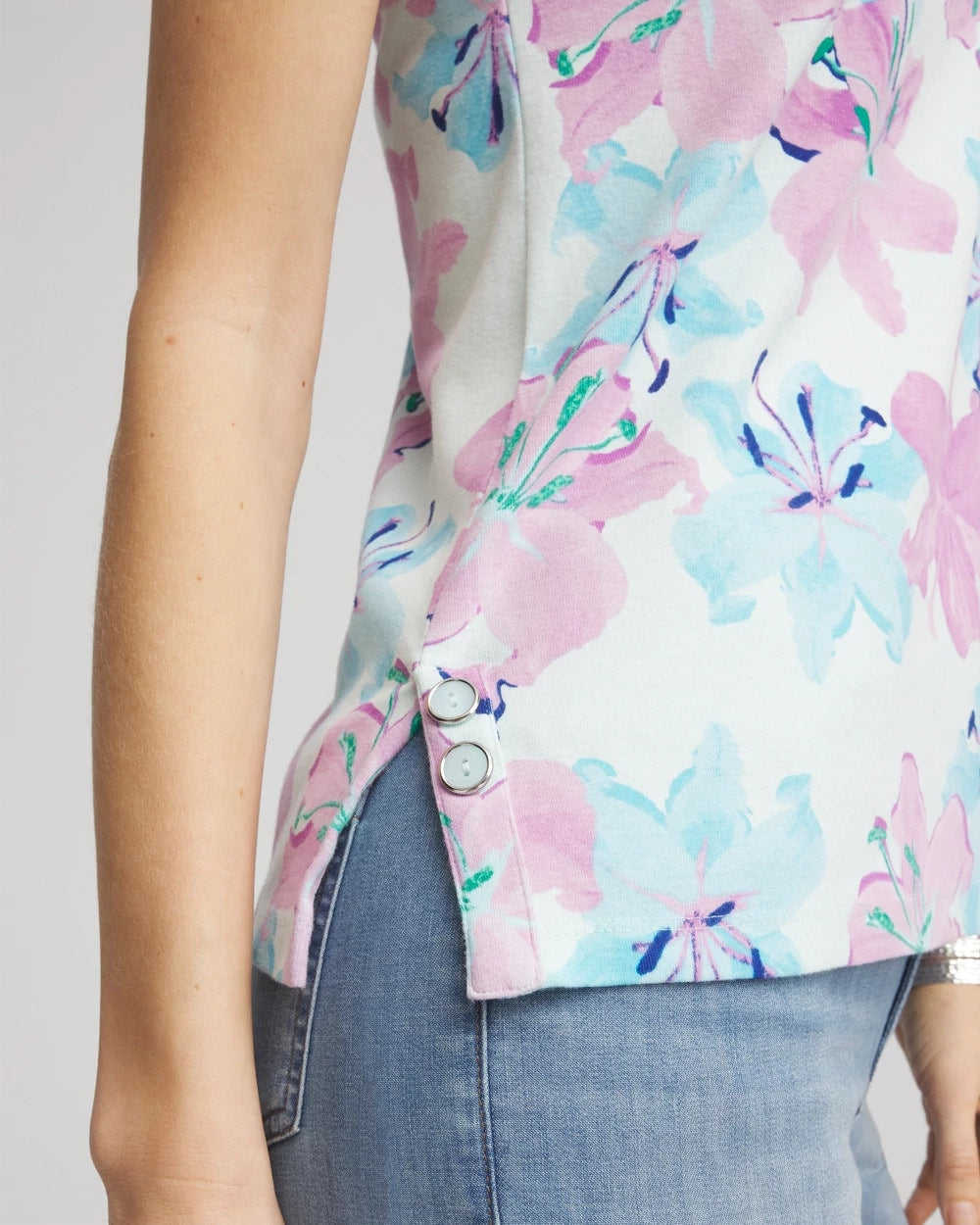 Chico's Discount | Floral Sleeveless V-Neck Tank