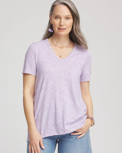 Chico's Popular | Polka-Dot Short Sleeve Forward Seam Tee