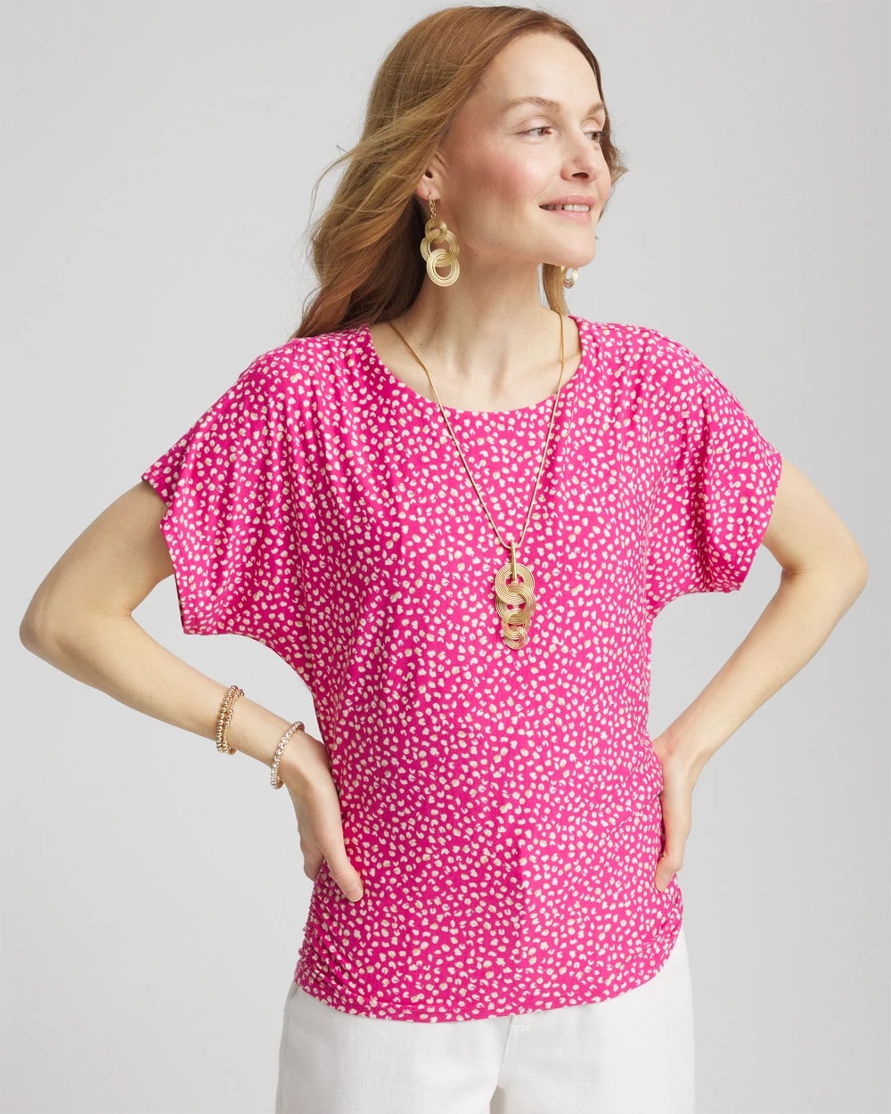 Chico's Trending | Touch of Cool™ Cheetah Ruched Banded Hem Top