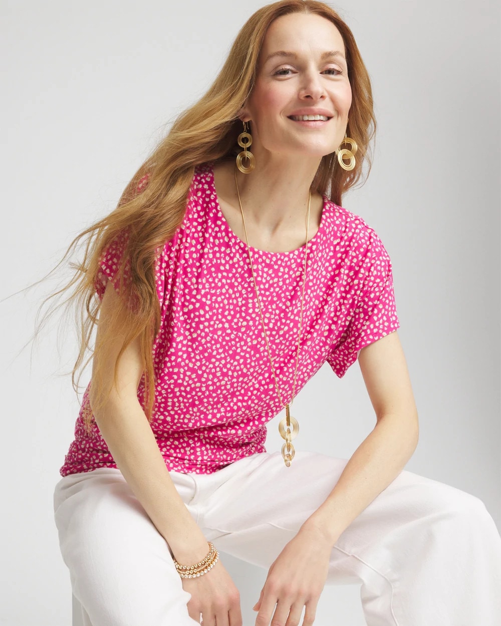 Chico's Trending | Touch of Cool™ Cheetah Ruched Banded Hem Top