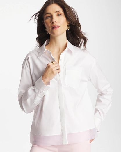 Chico's Discount | Poplin Organza Collared Shirt