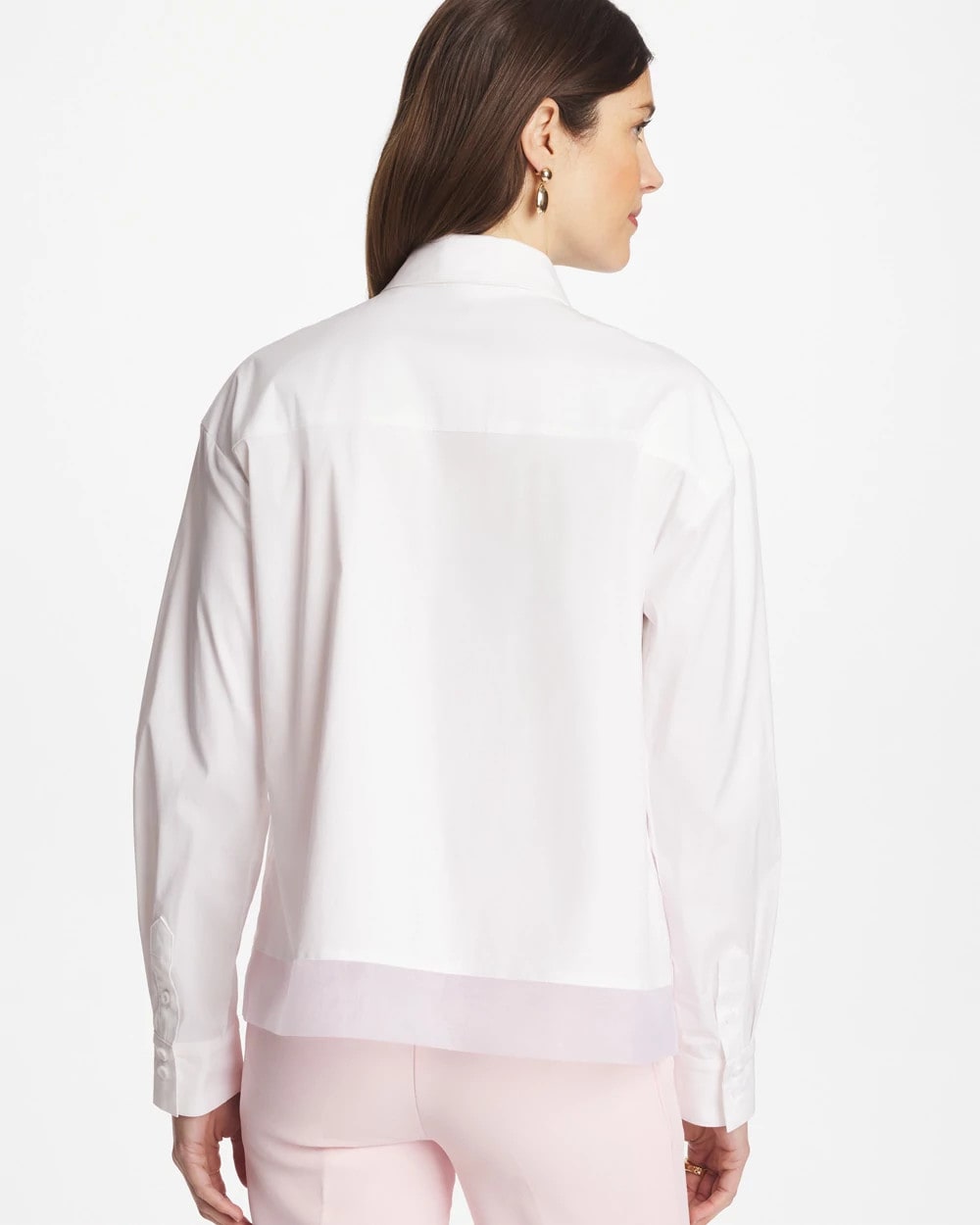 Chico's Discount | Poplin Organza Collared Shirt