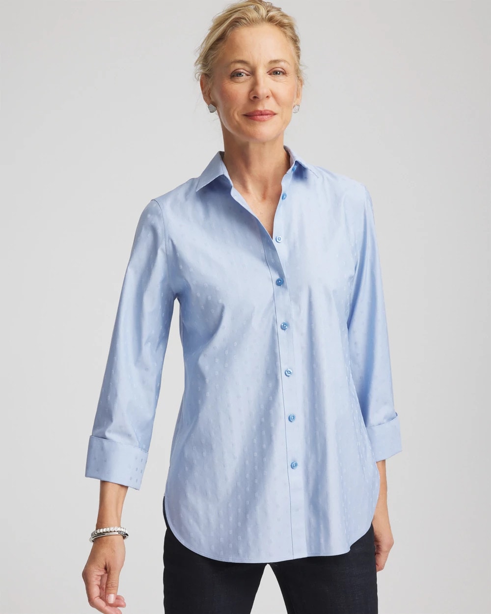 Chico's Discount | No Iron™ Striped Jacquard Sateen Shirt