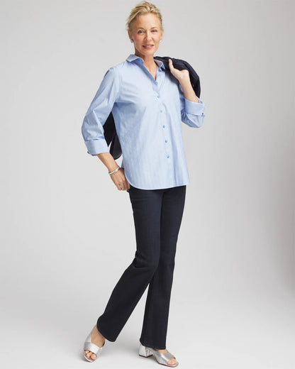 Chico's Discount | No Iron™ Striped Jacquard Sateen Shirt