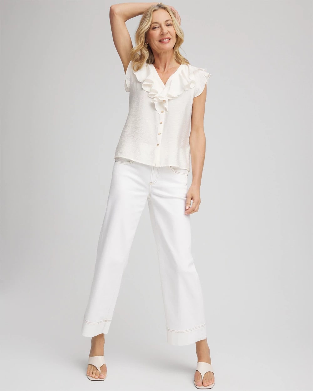 Chico's Best Seller | Crepe Ruffle-Trim Blouse