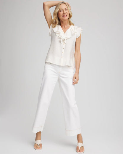 Chico's Best Seller | Crepe Ruffle-Trim Blouse