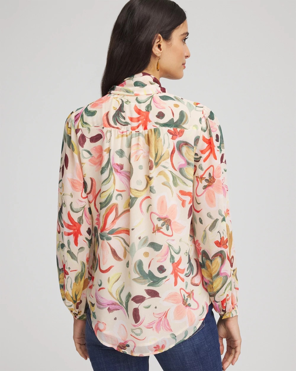 Chico's Hot Sale | Floral Jacquard Tie-Front Blouse