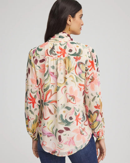 Chico's Hot Sale | Floral Jacquard Tie-Front Blouse
