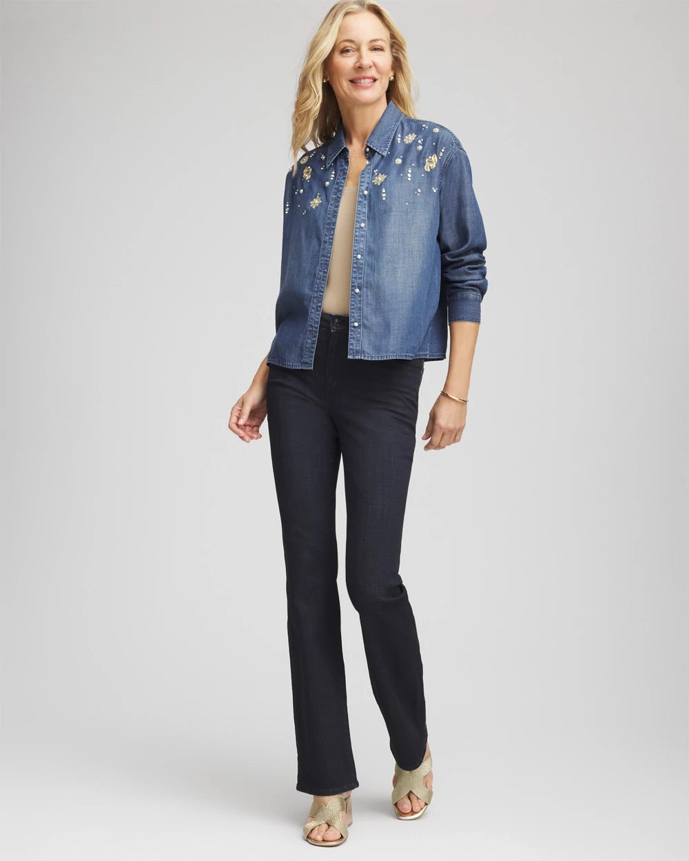 Chico's Latest | Embellished Tencel Collar Shirt