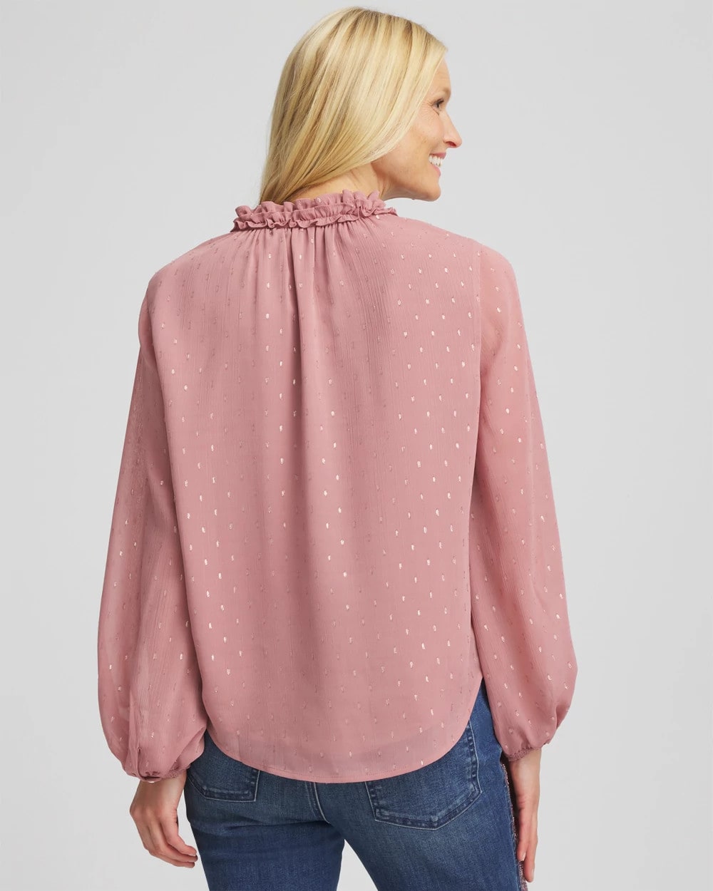 Chico's New | Ruffleneck Lined Georgette Blouse