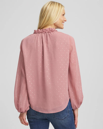 Chico's New | Ruffleneck Lined Georgette Blouse