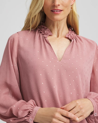 Chico's New | Ruffleneck Lined Georgette Blouse