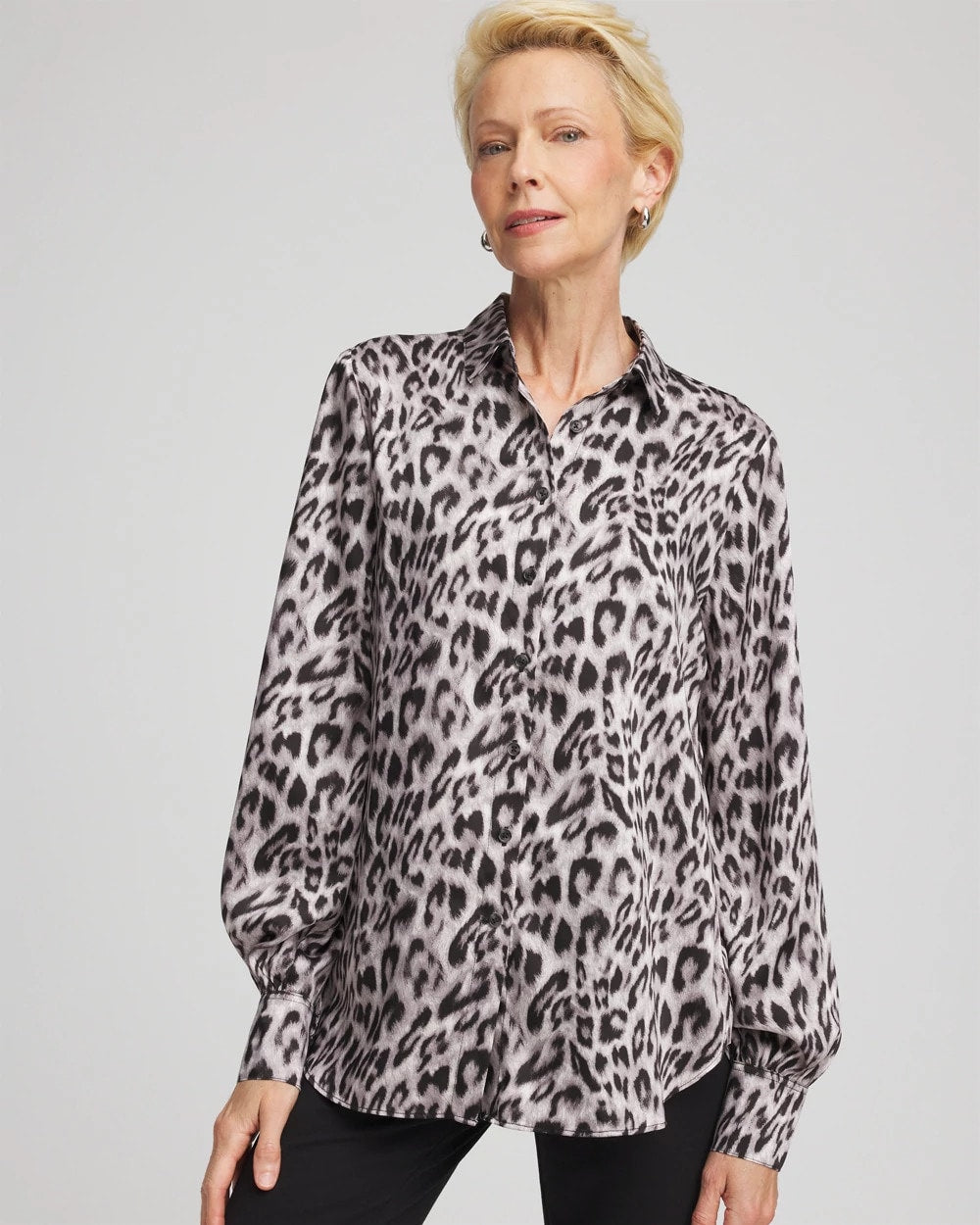 Chico's Classic | Faux Silk Snowy Animal Shirt