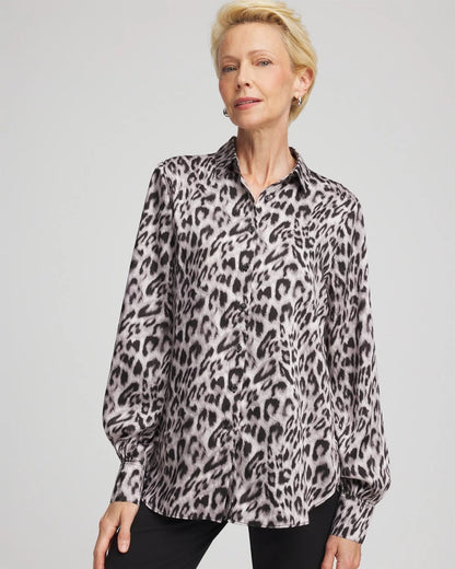 Chico's Classic | Faux Silk Snowy Animal Shirt