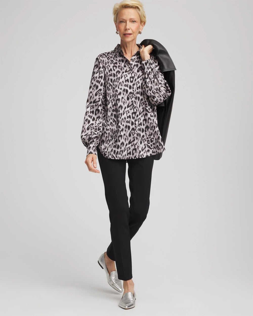 Chico's Classic | Faux Silk Snowy Animal Shirt