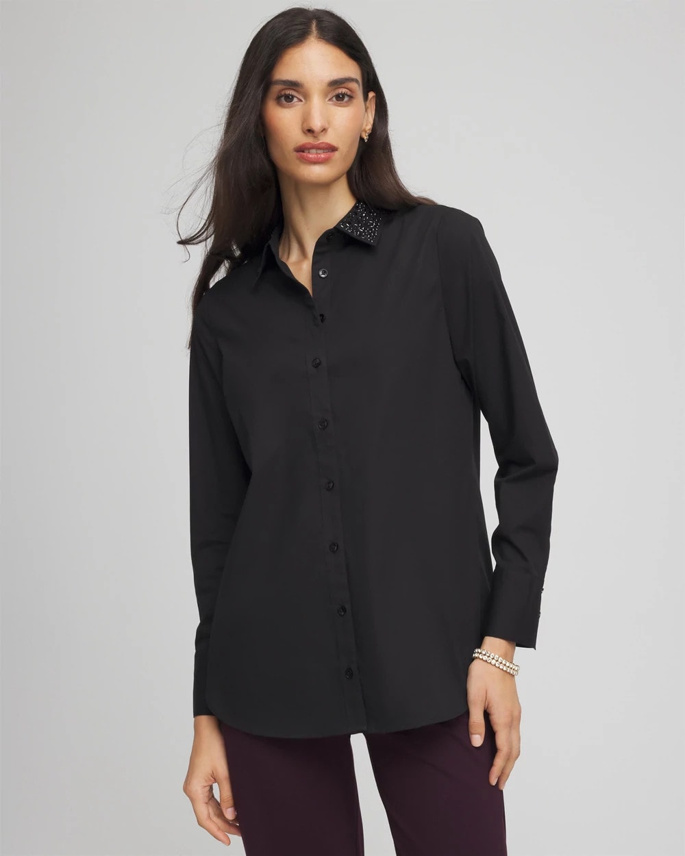 Chico's Signature | Tonal Jewels Poplin Shirt