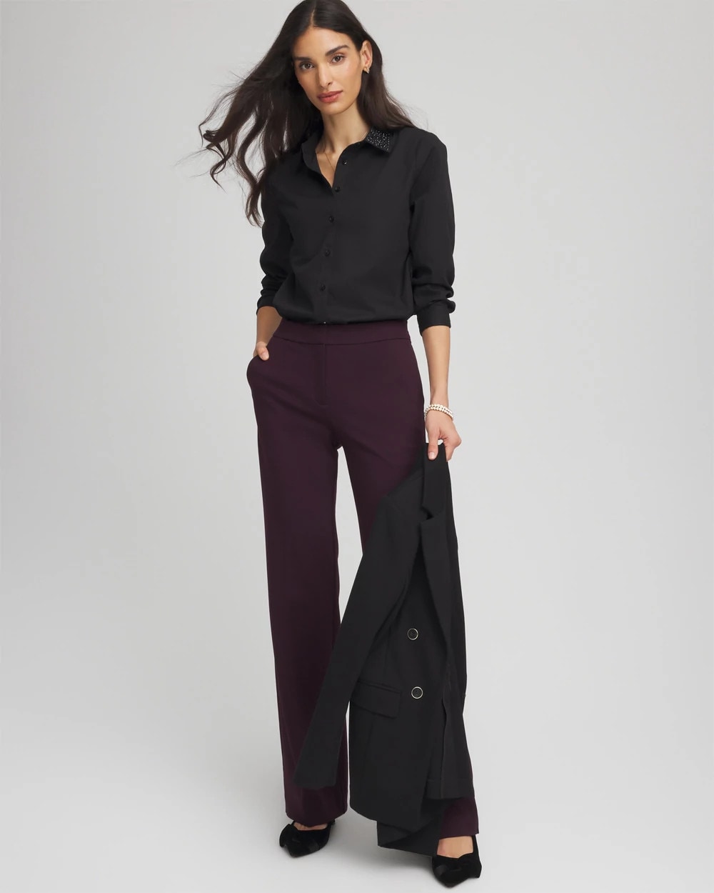 Chico's Signature | Tonal Jewels Poplin Shirt