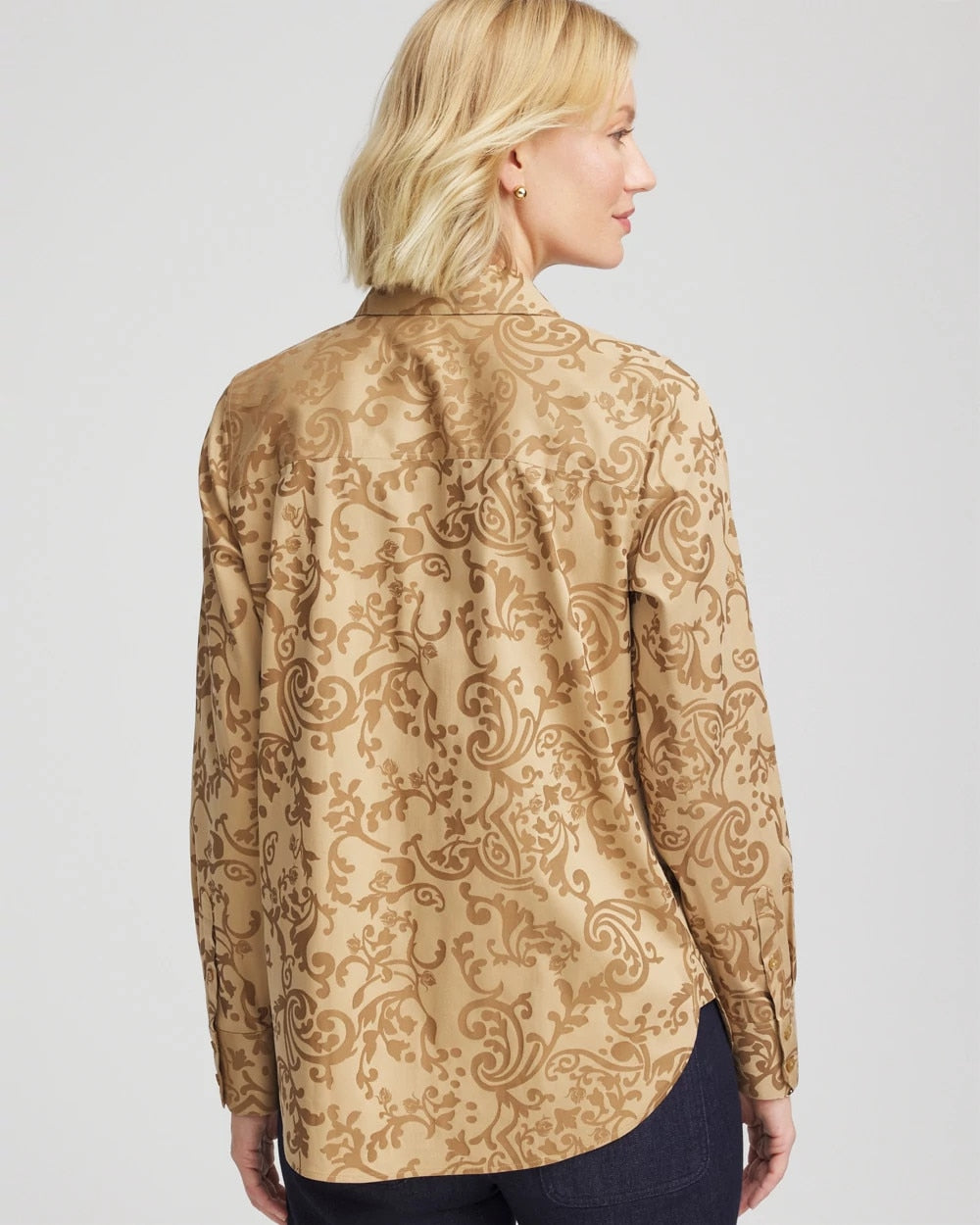 Chico's Latest | No Iron™ Jacquard Scrolls  Shirt