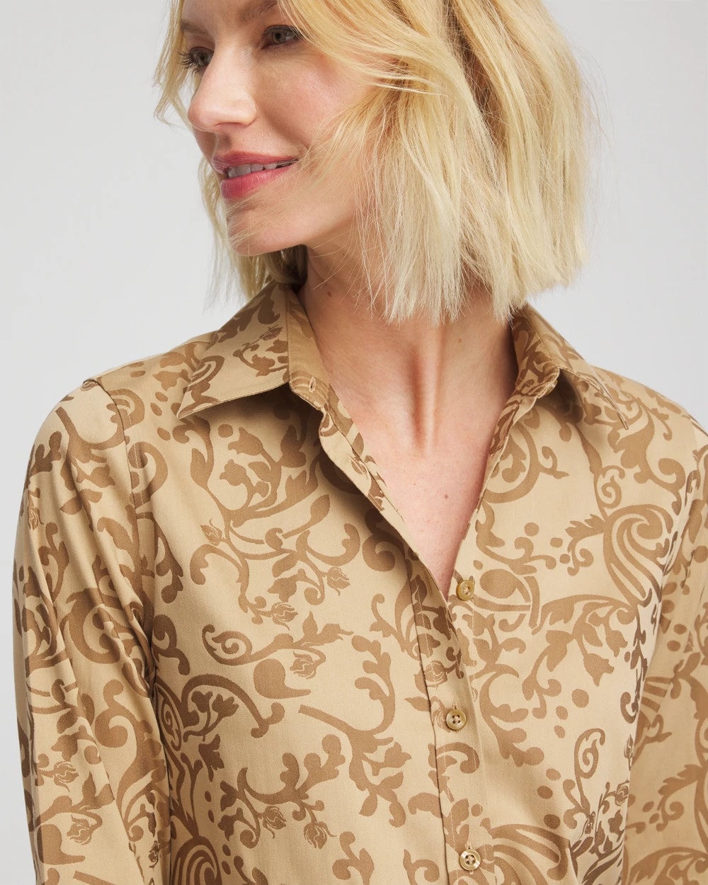 Chico's Latest | No Iron™ Jacquard Scrolls  Shirt
