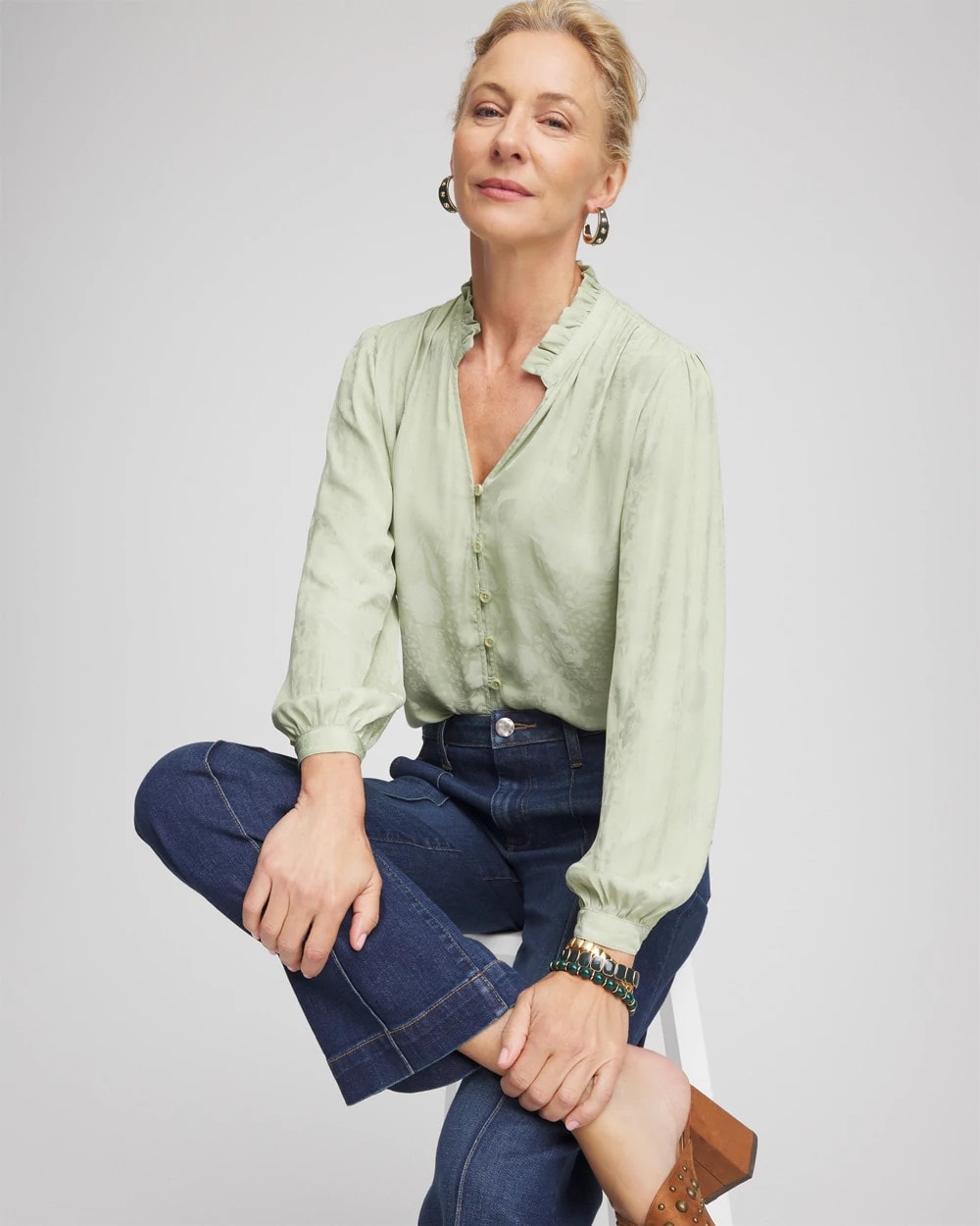 Chico's Trending | Jacquard Georgette Peasant Blouse