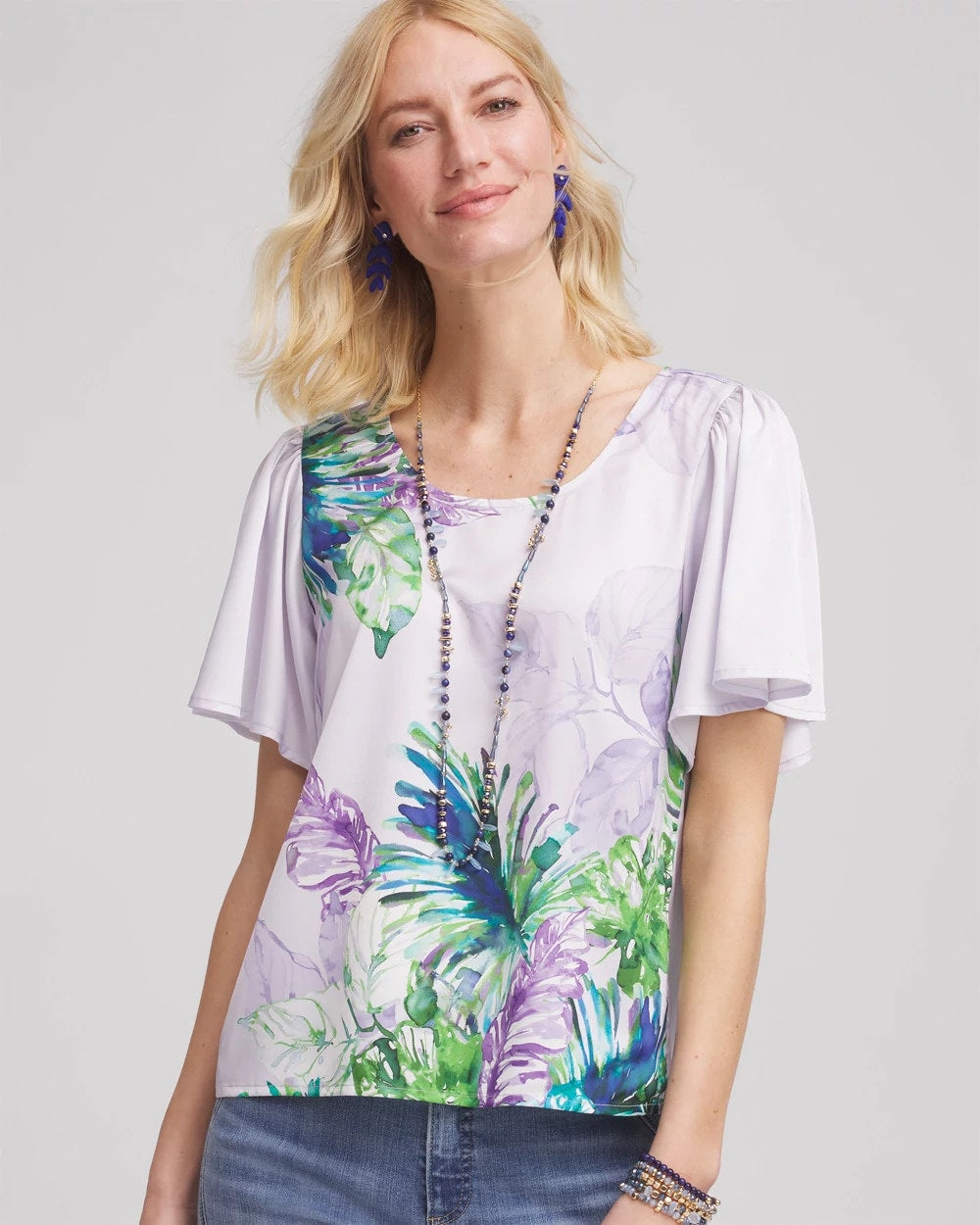 Chico's Hot Sale | Flutter Sleeve Satin Top