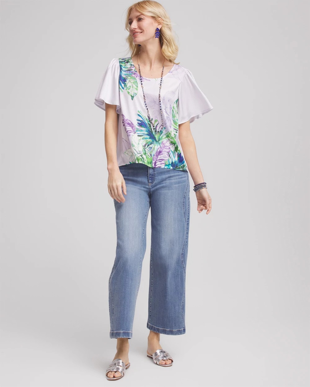 Chico's Hot Sale | Flutter Sleeve Satin Top