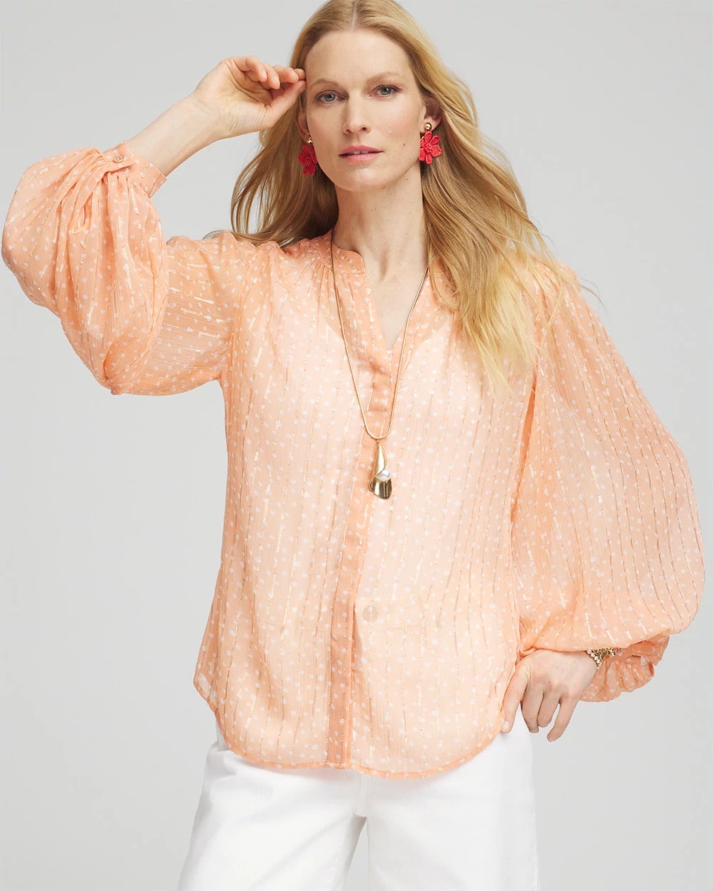 Chico's Sale | Metallic Jacquard Blouse