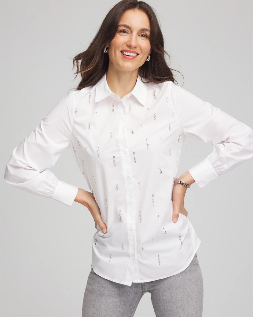 Chico's Discount | Jeweled Poplin Shirt