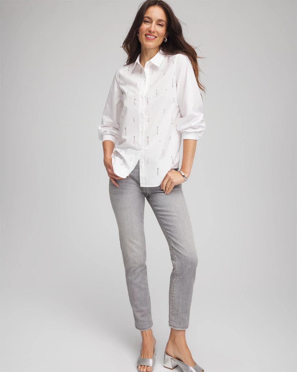 Chico's Discount | Jeweled Poplin Shirt