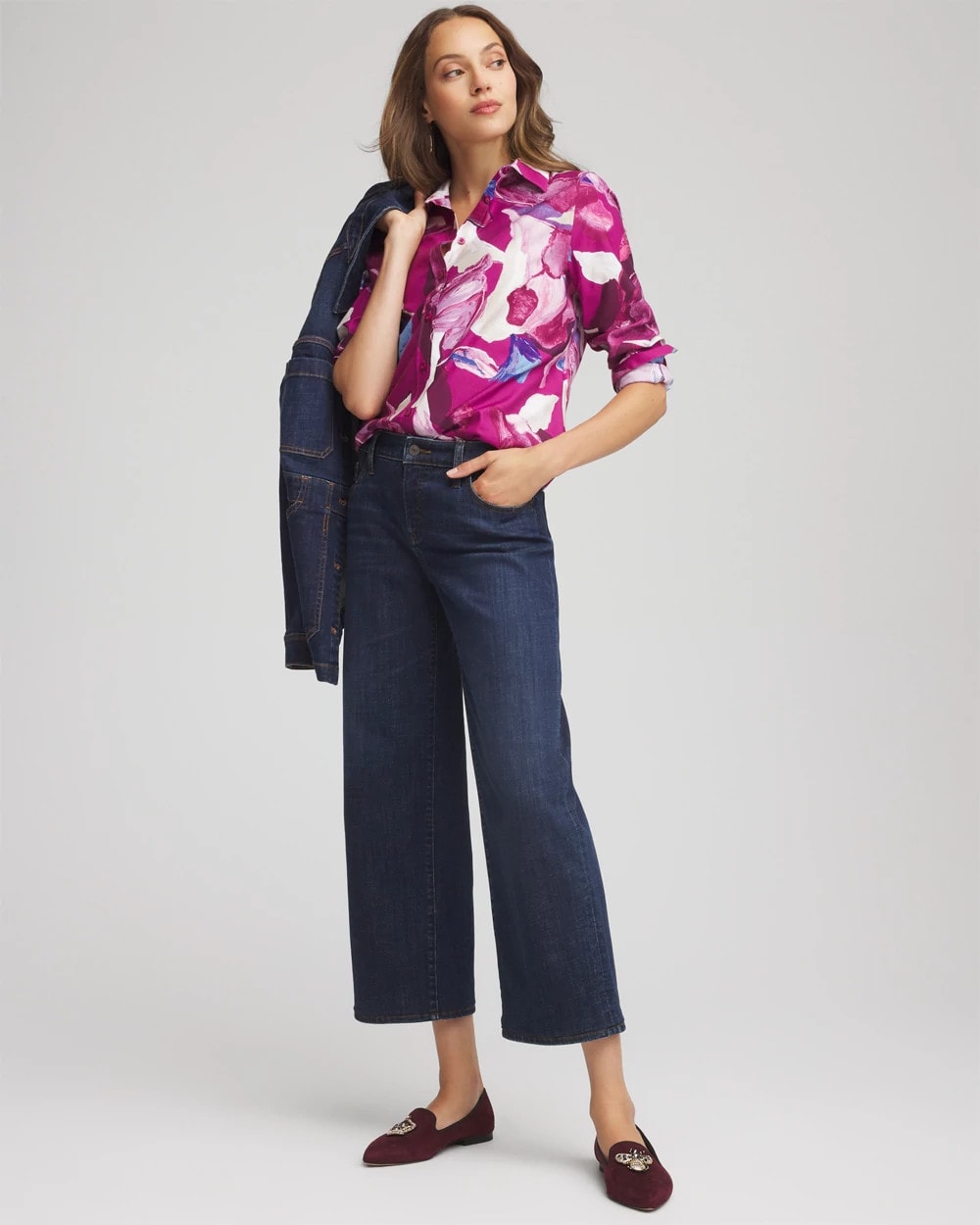 Chico's Quality | No Iron™ Floral-Paint-Print Shirt