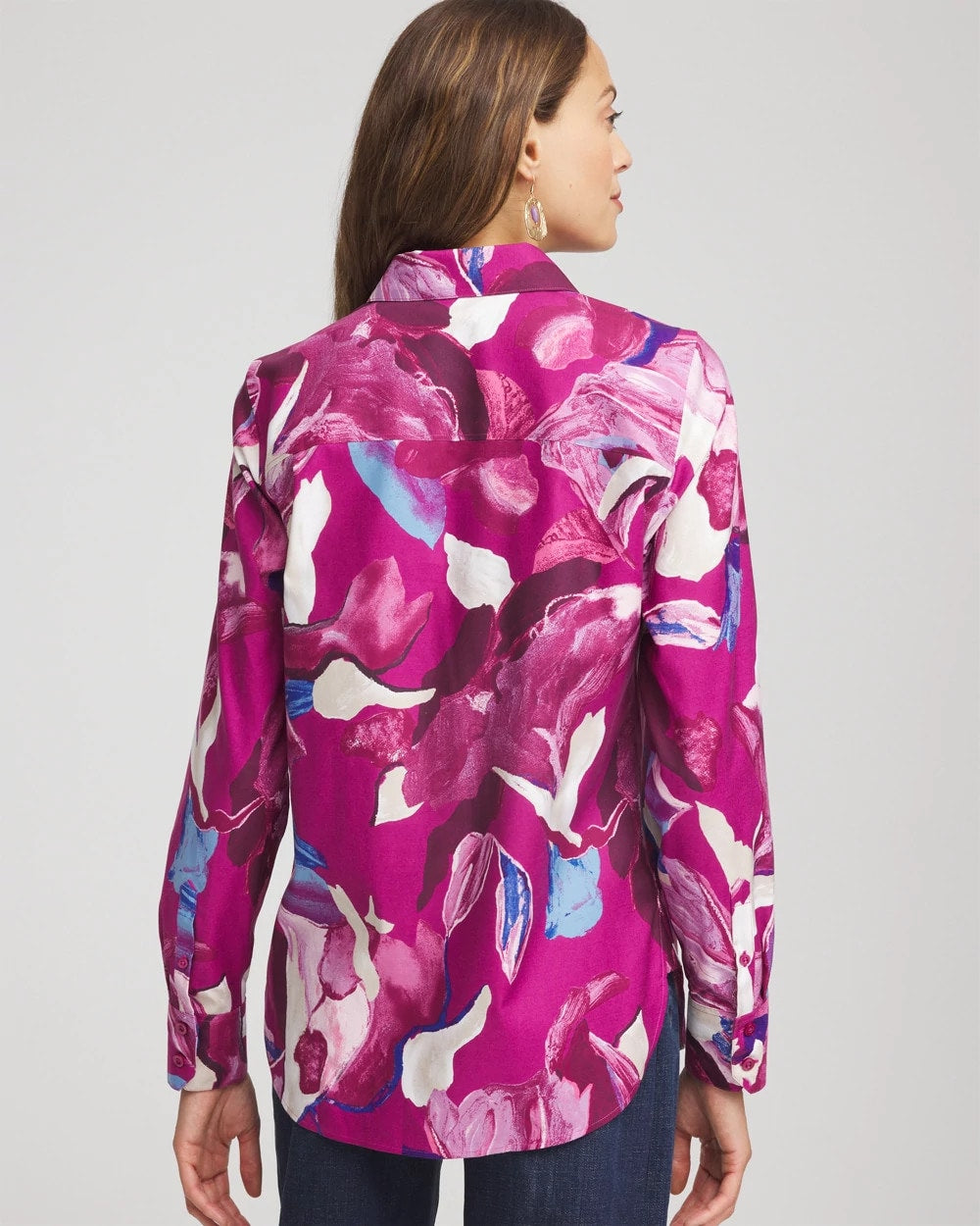 Chico's Quality | No Iron™ Floral-Paint-Print Shirt