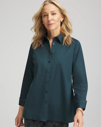 Chico's Top Pick | Rhinestone Embellished Poplin Tunic