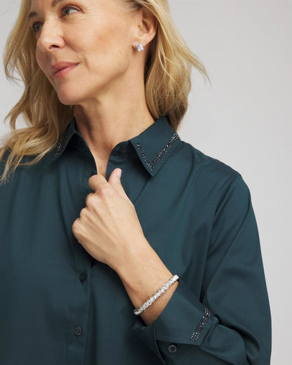 Chico's Top Pick | Rhinestone Embellished Poplin Tunic