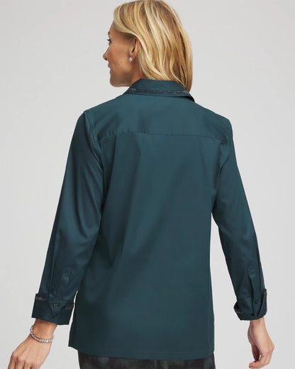 Chico's Top Pick | Rhinestone Embellished Poplin Tunic