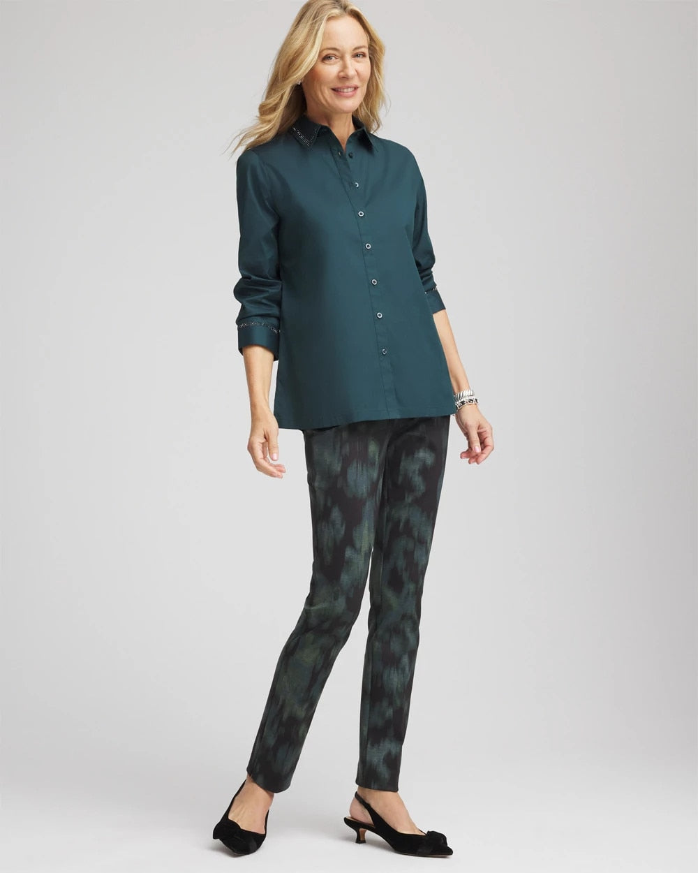 Chico's Top Pick | Rhinestone Embellished Poplin Tunic