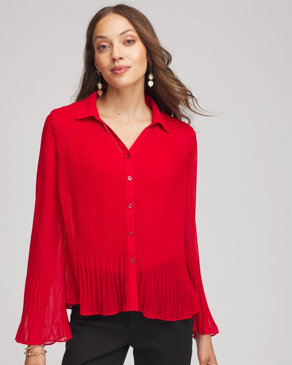 Chico's Best Price | Pleated Georgette Blouse