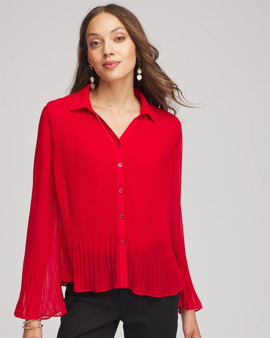 Chico's Best Price | Pleated Georgette Blouse
