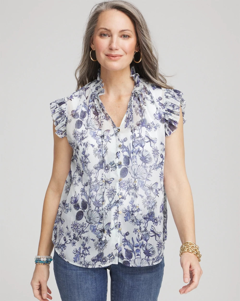 Chico's Smart Buy | Butterfly Ruffle Collar Blouse