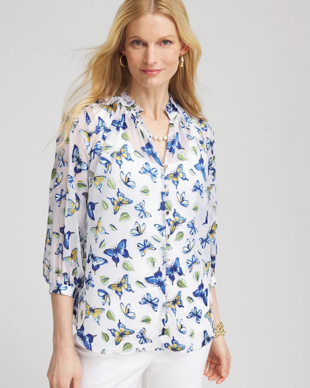 Chico's Smart Buy | Ruffle Collar Butterfly Burnout Blouse