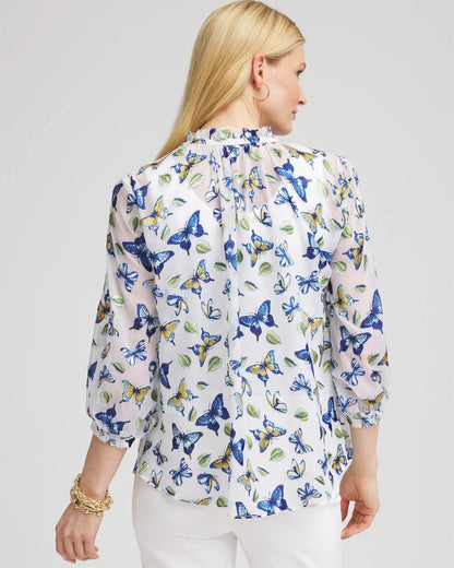 Chico's Smart Buy | Ruffle Collar Butterfly Burnout Blouse