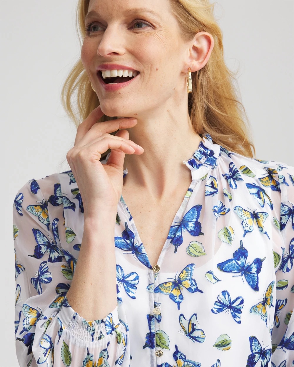 Chico's Smart Buy | Ruffle Collar Butterfly Burnout Blouse